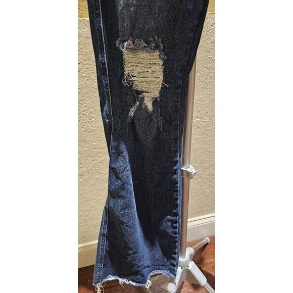 Judy Blue 88739 Distressed Flare Jeans Women's 7/28 High-Rise Stretch Denim Dark - Picture 6 of 8